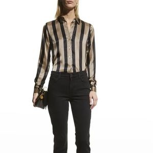 L'Agence 100% Silk Tyler Striped Satin Top